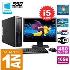 Pc compaq 8300 sff core i5-2400 ram 16go disque 480 go ssd wifi w7 ecran 19'