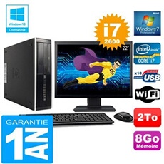 Pc compaq 8300 sff core i7-2600 ram 8go disque 2 to wifi w7 ecran 22'
