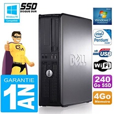 Pc 780 dt intel e5300 ram 4go disque 240 go ssd graveur dvd wifi w7