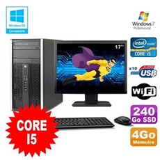 PC De Bureau HP PC HP Compaq 8200 Mt Intel Core i5 2400 3.1Ghz 4Go 240Go SSD Ecran 17 WiFi Windows 7