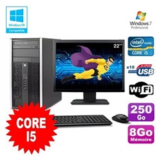 PC De Bureau HP PC HP Compaq 8200 Mt Intel Core i5 2400 3.1Ghz 8Go 250Go Hdd Ecran 22 WiFi Windows 7