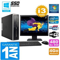Pc compaq 8300 sff core i3-3220 ram 4go disque 480 go ssd wifi w7 ecran 22'