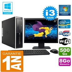 Pc compaq 8300 sff core i3-3220 ram 8go disque 500 go wifi w7 ecran 22'