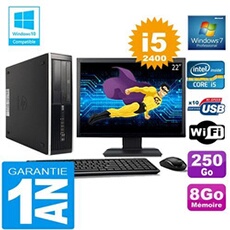 Pc compaq 8300 sff core i5-2400 ram 8go disque 250 go wifi w7 ecran 22'