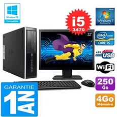 Pc compaq 8300 sff core i5-3470 ram 4go disque 250 go wifi w7 ecran 22'