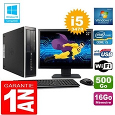Pc compaq 8300 sff core i5-3470 ram 16go disque 500 go wifi w7 ecran 22'