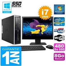 Pc compaq 8300 sff core i7-2600 ram 8go disque 480 go ssd wifi w7 ecran 22'