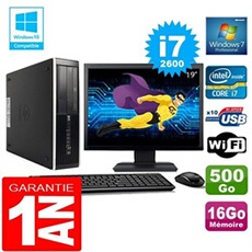 Pc compaq 8300 sff core i7-2600 ram 16go disque 500 go wifi w7 ecran 19'