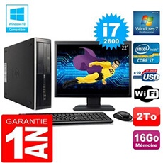 Pc compaq 8300 sff core i7-2600 ram 16go disque 2 to wifi w7 ecran 22'