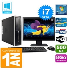 Pc compaq 8300 sff core i7-3770 ram 8go disque 500 go wifi w7 ecran 22'
