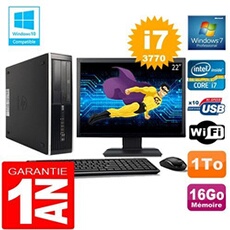 Pc compaq 8300 sff core i7-3770 ram 16go disque 1 to wifi w7 ecran 22'