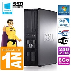 Pc 780 dt intel e5300 ram 8go disque 240 go ssd graveur dvd wifi w7
