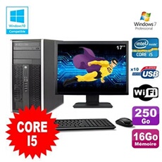 PC De Bureau HP PC HP Compaq 8200 Mt Intel Core i5 2400 3.1Ghz 16Go 250Go Hdd Ecran 17 WiFi Windows 7