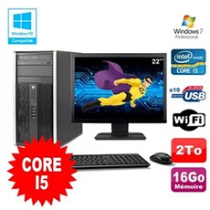 Pc De Bureau Hp Pc Hp Compaq 8200 Mt Intel Core I5 2400 3.1Ghz 16Go 2To Hdd Ecran 22 Wifi Windows 7