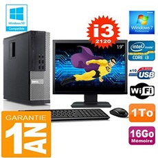 Pc 990 sff core i3-2120 ram 16go disque 1 to wifi w7 ecran 19'