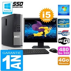 Pc 990 sff core i5-2400 ram 4go disque 480 go ssd wifi w7 ecran 19'