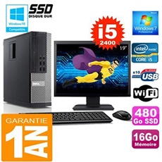 Pc 990 sff core i5-2400 ram 16go disque 480 go ssd wifi w7 ecran 19'