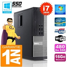 Pc 990 sff core i7-2600 ram 16go disque 480 go ssd wifi w7