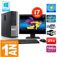 Pc 990 sff core i7-2600 ram 16go disque 2 to wifi w7 ecran 22'
