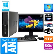Pc compaq 6005 pro sff amd phenom ii ram 8go disque 1 to wifi w7 ecran 22'