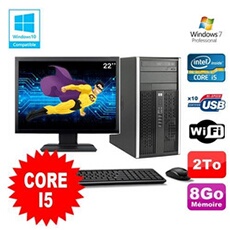 Pc De Bureau Hp Pc Hp Compaq 6200 Mt Intel Core I5 2400 3.1Ghz 8Go 2To Hdd Ecran 22 Wifi Windows 7