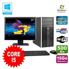 Pc De Bureau Hp Pc Hp Compaq 6200 Mt Intel Core I5 2400 3.1Ghz 16Go 500Go Hdd Ecran 22 Wifi Windows 7