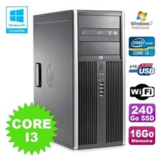 Pc tour elite 8200 core i3-2120 16go disque 240go ssd graveur wifi win 7
