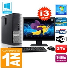 Pc 990 sff core i3-2120 ram 16go disque 2 to wifi w7 ecran 22'