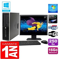 Pc compaq 6005 pro sff amd phenom ii ram 16go disque 250 go wifi w7 ecran 22'