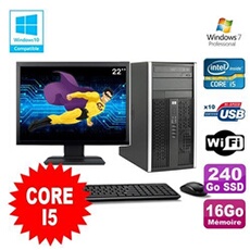 Pc De Bureau Hp Pc Hp Compaq 6200 Mt Intel Core I5 2400 3.1Ghz 16Go 240Go Ssd Ecran 22 Wifi Windows 7