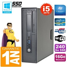 Pc elitedesk 800 g1 sff core i5-4570 16go disque 240go ssd graveur dvd wifi w7