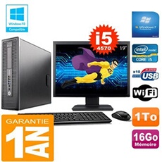 Pc elitedesk 800 g1 sff core i5-4570 16go disque 1 to wifi w7 ecran 19'