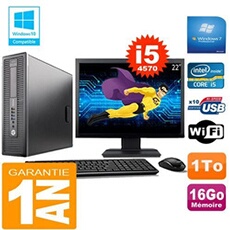 Pc elitedesk 800 g1 sff core i5-4570 16go disque 1 to wifi w7 ecran 22'