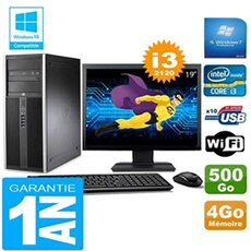Pc tour compaq 8200 core i3-2120 ram 4go disque 500 go wifi w7 ecran 19'