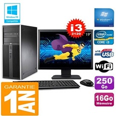 Pc tour compaq 8200 core i3-2120 ram 16go disque 250 go wifi w7 ecran 19'