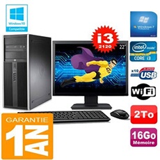 Pc tour compaq 8200 core i3-2120 ram 16go disque 2 to wifi w7 ecran 22'