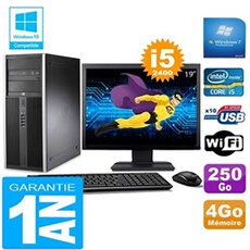 Pc tour compaq 8200 core i5-2400 ram 4go disque 250 go wifi w7 ecran 19'