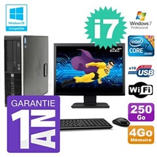 PC De Bureau HP PC HP Compaq 8200 Sff Intel Core i7 2600 3.4Ghz 4Go 250Go Hdd Ecran 22 WiFi Windows 7
