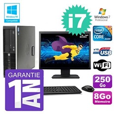 PC De Bureau HP PC HP Compaq 8200 Sff Intel Core i7 2600 3.4Ghz 8Go 250Go Hdd Ecran 22 WiFi Windows 7