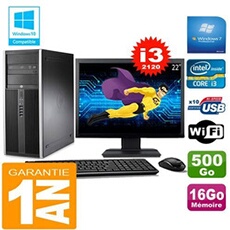 Pc tour compaq 8200 core i3-2120 ram 16go disque 500 go wifi w7 ecran 22'