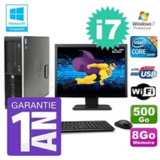 Pc De Bureau Hp Pc Hp Compaq 8200 Sff Intel Core I7 2600 3.4Ghz 8Go 500Go Hdd Ecran 22 Wifi Windows 7