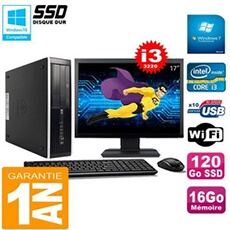 Pc compaq pro 6300 sff i3-3220 16go 120go ssd graveur dvd wifi w7 ecran 17'