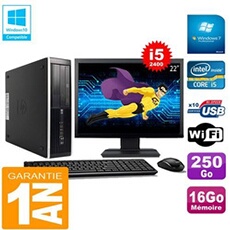 Pc compaq pro 6300 sff i5-2400 16go 250go graveur dvd wifi w7 ecran 22'