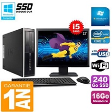 Pc compaq pro 6300 sff i5-2400 16go 240go ssd graveur dvd wifi w7 ecran 22'