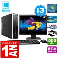 Pc compaq 8300 sff core i3-2120 ram 8go disque 500 go wifi w7 ecran 22'