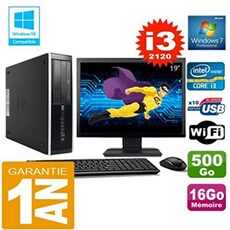 Pc compaq 8300 sff core i3-2120 ram 16go disque 500 go wifi w7 ecran 19'