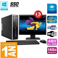 Pc compaq pro 6300 sff i3-3220 16go 480go ssd graveur dvd wifi w7 ecran 17'