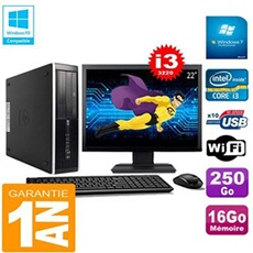 Pc compaq pro 6300 sff i3-3220 16go 250go graveur dvd wifi w7 ecran 22'