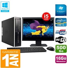 Pc compaq pro 6300 sff i5-2400 16go 500go graveur dvd wifi w7 ecran 17'