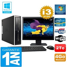 Pc compaq 8300 sff core i3-2120 ram 4go disque 2 to wifi w7 ecran 19'